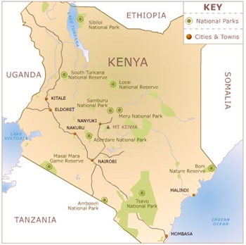 Map Of Kenya Africa. Map of Kenya